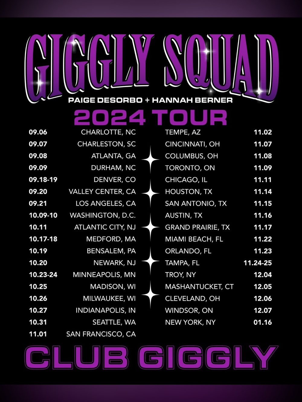 CLUB GIGGLY TOUR T-SHIRT (2024 VERSION) SIZE LARGE - Picture 2 of 8